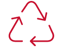 Graphic of red recycling logo