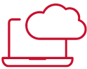 Graphic of red laptop with cloud icon