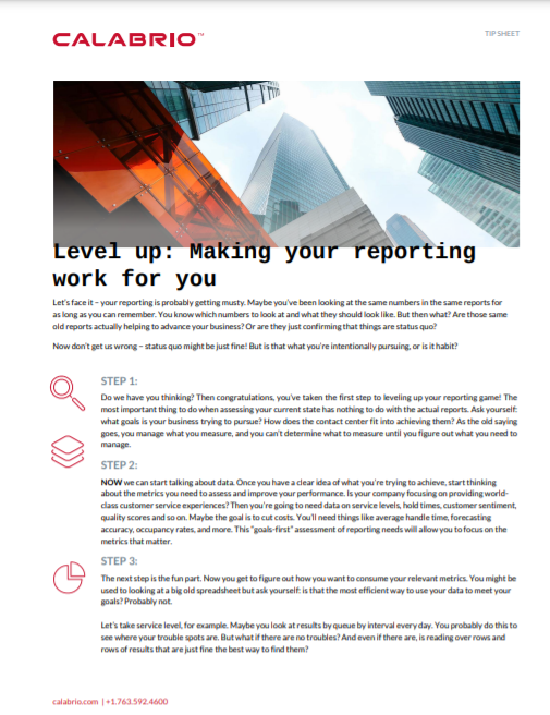Tip sheet- level up: making your reporting work for you first page screenshot
