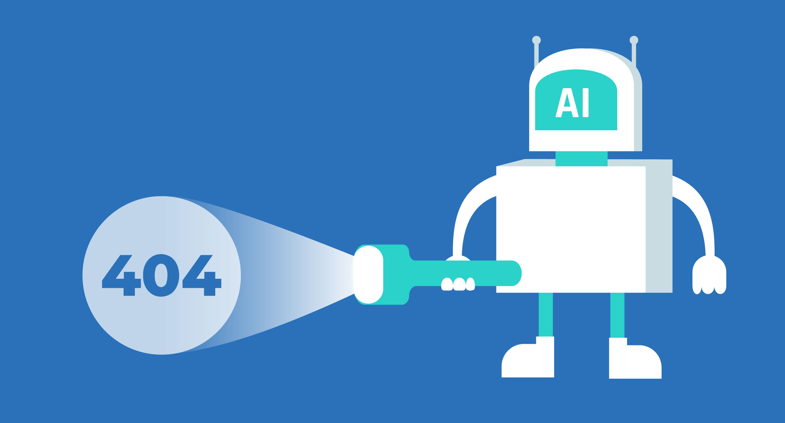 robot with blue background and 404 alert